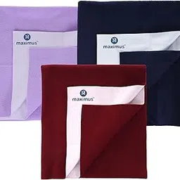 Maximus Waterproof Quick Dry Sheet for Baby Pack of 3 | Bed Pad Extra Absorbent Washable Matress Protector | Bed Protector Sheet for Toddler Children (140x100cm) (NBLUE, Maroon & Lilac, Large)-image-46