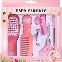 Baby Grooming Kit, 6-Piece Newborn Care Set with Scissors, Nail Clipper, Hair Brush, Comb, BPA-Free, Blue and Pink| Baby Care Kit, Infant Baby Care Kit| Cute Design and No Smell (Pink)-image-61