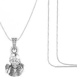 akshat sapphire God Shree Sai Baba chain Pendant (Pendant with Rope Chain-22 inches) for Men & Women Pure Sterling Silver Lord Sai Baba chain Locket For Good Wealth & Health - MPSR7062-picture-15