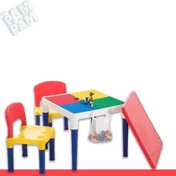 PAMPAM 2 in 1 Block Table and 2 Chair Set, Multicolour-picture-30