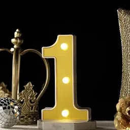 WP WANNA PARTY Plastic 9 Inch No.1 LED Golden Marquee, LED Marquee Number Light, Light Up Marquee Number Sign For Weddings, Birthday, Christmas,Room Decoration, Battery Powered-picture-42