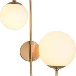 Mid Century Modern Gold Wall Sconce, Brushed Brass, Frosted White Glass Globe, Industrial Bedroom Bar Wall Lamp (Wall LAMP S 2 Light White Glass with LED Bulb)-picture-43
