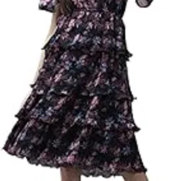 aarika Womens Black Color Georgette Floral Print Middi image 1