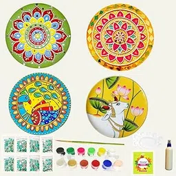 Decordial lippan Art Materials DIY kit with Four Designs Premarked MDF Board (4 pcs premarked Art Board, Ideal for Festive Gifting, Artists, Students-picture-18
