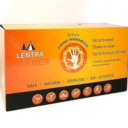 Lentra Hand Warmers 80 Count - Safe and Odorless Single Use Air Activated Heat Packs for Hands, Toes and Body - Up to 10 Hours of Heat - TSA Approved-image-3