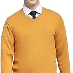 monte carlo Mens Solid Mustard V Neck Full Sleeve Pullover_1240550VN-410-picture-46