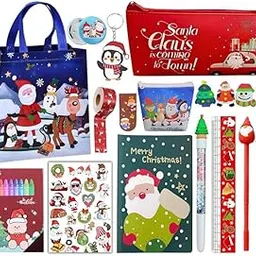 15 items Santa Claus Stationery combo Set I new year Merry Christmas cute stylish School Stationery Pencil Pouch Bag Diary eraser pen I XMAS Gift for Kids-picture-13
