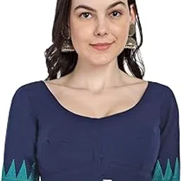 jisb Women's Cotton Elbow Border Sleeve Saree Blouse-picture-34