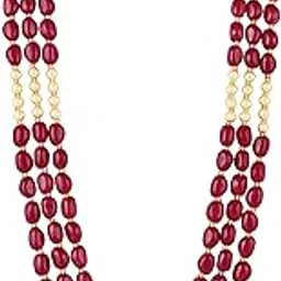 mahi 3 Layers Red and Yellow Beads Base Groom/Dulha Moti Mala Haar Necklace for Men (ML1108123GRed)-picture-15