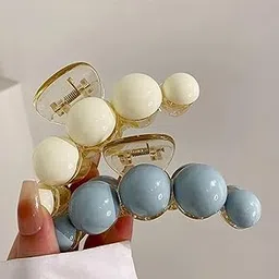 ANNACREATIONS 2 Pcs Korean Fashionable Fancy Stylish Large Pearl Hair Claw Clips Long Hair Jaw Clips Clutches Barrettes Hair Accessories for Women and Girls (Set of 1)-image-36