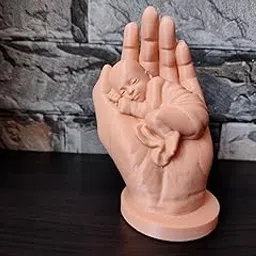 MK Creation 3D New Born Baby in Mother Hand Idol Statue & showpiece for Home Decor Decoration and Gift //Height 4.7//Width 2.7 inch (Skin)-image-98