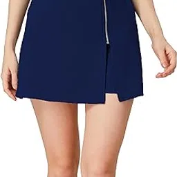 mehrang Women's & Girl's Solid Mid Waist Flared Skater Short Mini Skirt with Shorts-picture-35