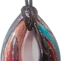 sakshi Blue Colour Pear Shape Murano Glass Pendant With Black Cable Chain Symbol Of Love For Valentine Day-picture-13