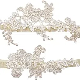loom tree 2x Wedding Garter Set Costume Bridal Garters for Parties Bridesmaid Weddings beige-picture-15