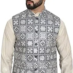 sojanya Since 1958 Men's Premium Silk Box Embroidered Nehru Jacket-picture-10