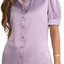 bhikadiya Women's Satin Solid Half Sleeves Regular Fit Casual Shirt (Lavender,XS)-picture-26