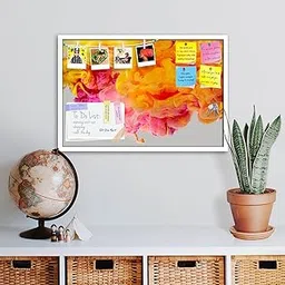ArtzFolio Abstract Colors D3 | Bulletin Board Notice Pin Board | Vision Soft Board Combo with Thumb Push Pins & Sticky Notes | White Frame | 36 x 24 inch (91 x 61 cms)-picture-31