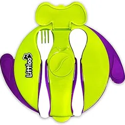 Littloo Feeding Bowl + Fork/Spoon | Suction Cup | Baby & Kids | Multicolor-picture-25