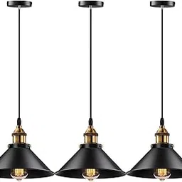 Groeien Pack of 3 | Retro Industrial Vintage Chandelier Edison Design Ceiling Light E27 Metal Pendant Light for Kitchen Dining Room Home Ceiling Pendant Lamp(Bulb not Included) (Antique, 3)-image-16