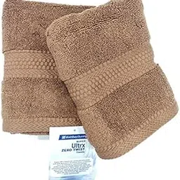 Bombay Dyeing Ultrx Zero Twist Plain 2 Piece Cotton Hand Towel (Brown)-picture-10