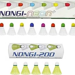 Nongi Neon PlusCombo Pack of 15 Shuttlecocks (10 Multicolored Cork Plastic), 200(5 Yellow Plastic) for Outdoor Indoor Sports-picture-12