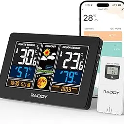 Raddy N75 Wi-Fi Weather Station, 7.5" Wireless Indoor/Outdoor Thermometer, Home Weather Thermometer with APP Control, Network Time, Weather Forecast, Frost Alert, Adjustable Brightness-picture-48