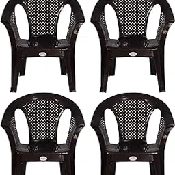 Plastic Chair For Living Room | Armchairs Set Of 4 | Fibre PVC Arm Chair For Home, Office, Garden, Drawing Room, Indoor & Outdoor | Capacity Upto 150 Kgs | Choco Brown, 4 Pcs, Crystal | 3YearsWarranty-picture-26