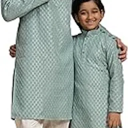 pro-ethic style developer Men's & Boys Cotton Printed Father And Son Matching Dress Kurta Pyjama Set Ethnic Wear (Combo) B-120-picture-22