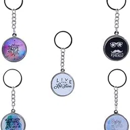 delush Design Silver Metal Keychains Keyring for Car Bike Classic office Printed quotes Key Chain Combo for Boys & Girls (Pack of 5) (Degain 1)-picture-39