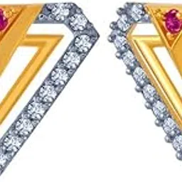 p.c. chandra jewellers 14k (585) Yellow Gold and American Diamond Stud Earrings for Women-picture-46