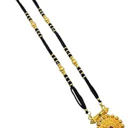swaroop designer 34 Inch long Big Pendant mangalsutra Blackbead Gold Plated bridal Mangalsutra-picture-46