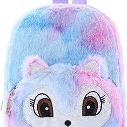 tomvaes Purple Fox Backpack, Lovely Plush Kids Backpack, Fluffy Girls Teenage Bags, Travel Home School Camping Cartoon Character School Bag, 23 * 17 * 10 cm-picture-44