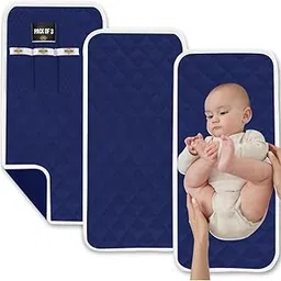 ADBENI HOME 3 Pack Soft 100% Waterproof Hypoallergenic Absorbent Baby Changing Liners, Stay in Place Pad, Slip Resistant, Quilted Machine Washable Reusable, Diaper Mat Cover, 69x33 cm, Navy Blue image 1