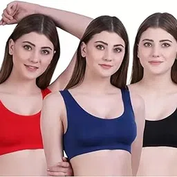 zambet Women's Sports Bra Set, Pack of 5 Women Cotton Padded Non-Wired Sports Bra Comfort Bralette-picture-48