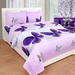VORDVIGO 3D Polycotton Double Bed bedsheet with Two Pillow Cover_Size-90 * 90 inch (Butterfly Design)-picture-16