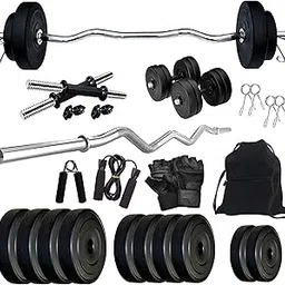 StarX PVC 8KG Weigt with 3Ft Curl Rod and Accessory Home Gym Combo, Black-picture-13