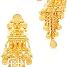 malabar gold & diamonds Gold Earrings for Women 22k Gold Pure | 22kt (916) BIS Hallmark Gold Earrings | 22 k Gold Earrings for Birthday, Wedding, Anniversary & Women's Day Gift image 1