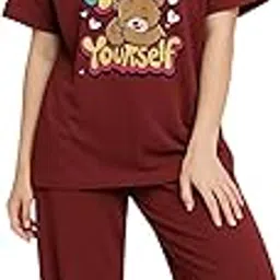 my swag Womens Printed Nightwear Set | Printed T-Shirt & Lower Set for Womens&Girls-picture-26