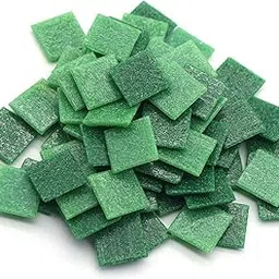 Sweven Art Mosaic Tiles, 20x20mm Square, 4mm Thick, Vitreous Tiles, Green Shades (Pack of 200Gms)-image-94