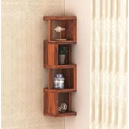 Wooden Corner Wall Shelf Unit, 4 Shelves, 40cm x 40cm x 150cm-picture-29
