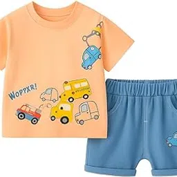 pop street kids Baby Boy Car Denim Short Set | Trendy & Comfortable, Orange (Color-: Orange) (size:-5.5-6.5 Years)-picture-16