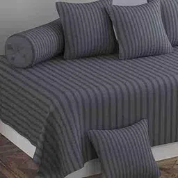 BAJO'S Diwan Set - Pure Glace Cotton, Printed Design, 1 Single Bedsheet, 5 Cushion Covers, 2 Bolster Covers, Soft & Smooth, 60 x 90 inches-picture-35