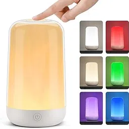 DIWUJI Bedside Touch Lamp for Kids – LED Night Light with 3 Color Modes, 7-Color Changing, Rechargeable 3600mAh Battery, Touch Control,Type-C Charging, Eye-Caring & Portable for Nursery,Bedroom (RCW)-picture-24