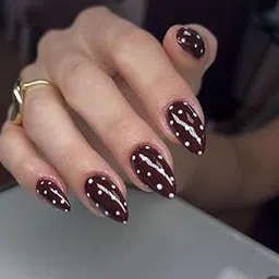 AMOK STORE Pack of 12 Reusable Press-On Nails with Glue | UV-Treated Almond Shape Artificial False Nails | Long Lasting Stick-On Nail Extensions for Women & Girls | Perfect Bridal Nail Set (Wine Red)-image-64