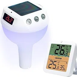 Pool Thermometer Floating, IP68 Waterproof Wireless Pool Thermometer Easy Read for Water Temperature with Solar Charging/RGB Lighting/Large Screen for Swimming Pools, Spas, Hot Tubs, Ponds-image-55