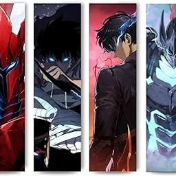 Replix Set of 4 Anime Wall Decor for Living Room Bedroom Anime Aesthethic Wall Panels For Decorative wall (solo leveling)-picture-17