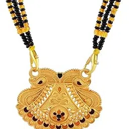 dulci Gold Plated Traditional Mangalsutra Pendant for Women with Floral Design-picture-40