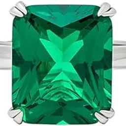 silberry Sterling Silver Green Crystal Radiant Ring: Embrace Nature's Elegance.-picture-32
