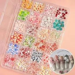 generic Flower Nail Art Stickers for Nail Decoration 3D Embossed Multicolor Flower Nail Decals with Rhinestones | Self-Adhesive Nail Stickers for DIY Nail Art,Manicure & Nail Extension-(500-PCS)-picture-38