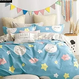 MORADO Premium Glace Cotton Cartoon Design Duvet Cover - Single, Light Blue with Zipper-picture-25